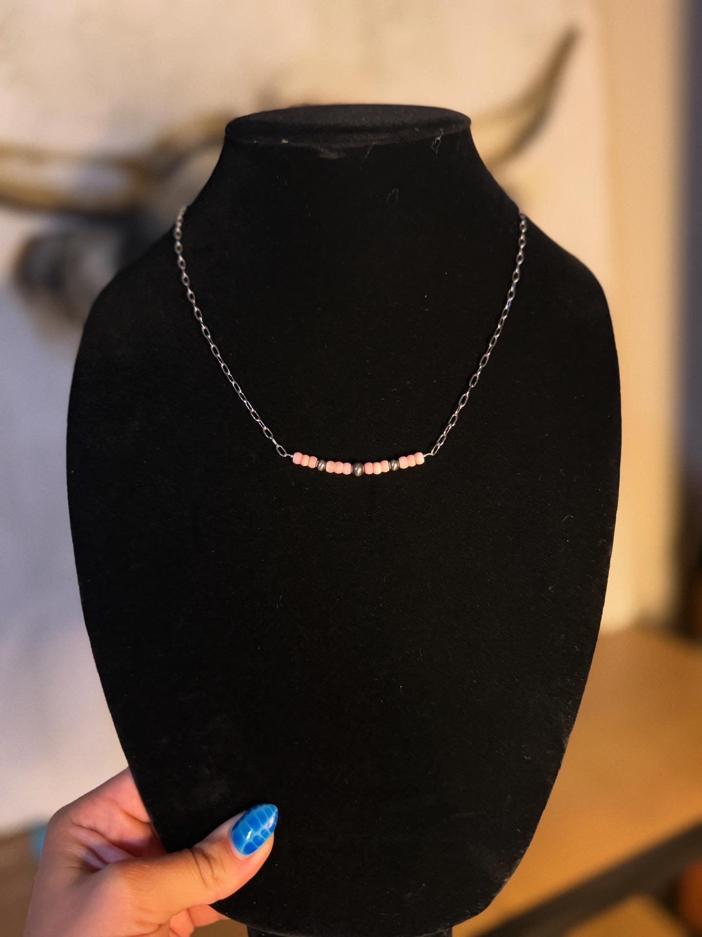 GENUINE PINK CONCH BAR NECKLACE
