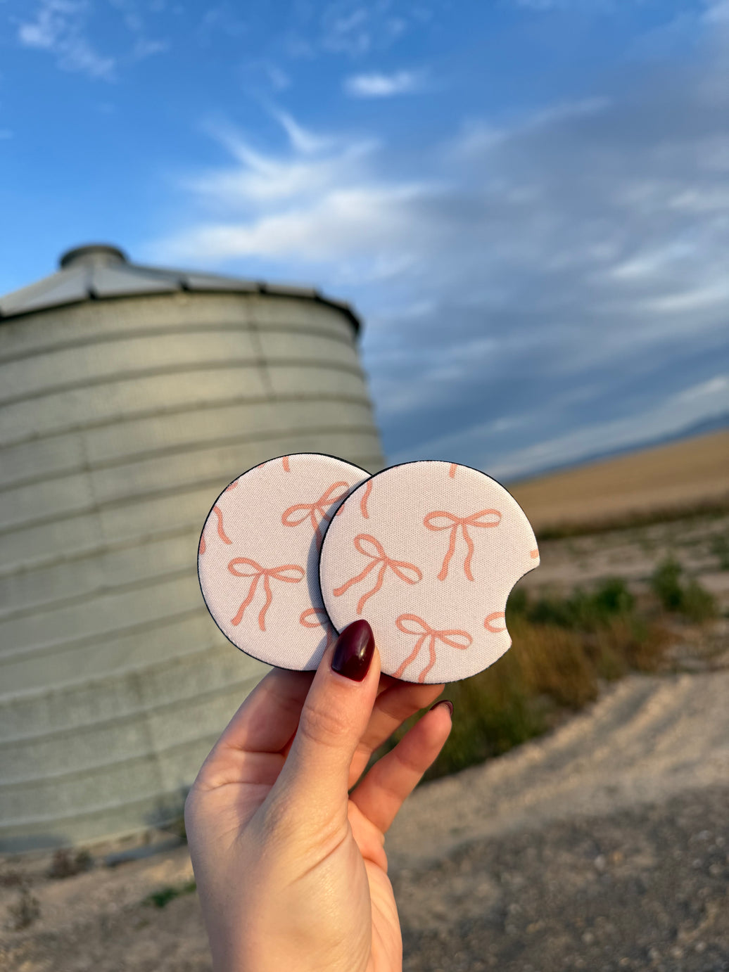 PINK BOW CAR COASTER