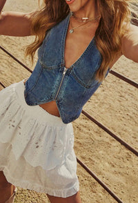 ZIP-UP DENIM VEST