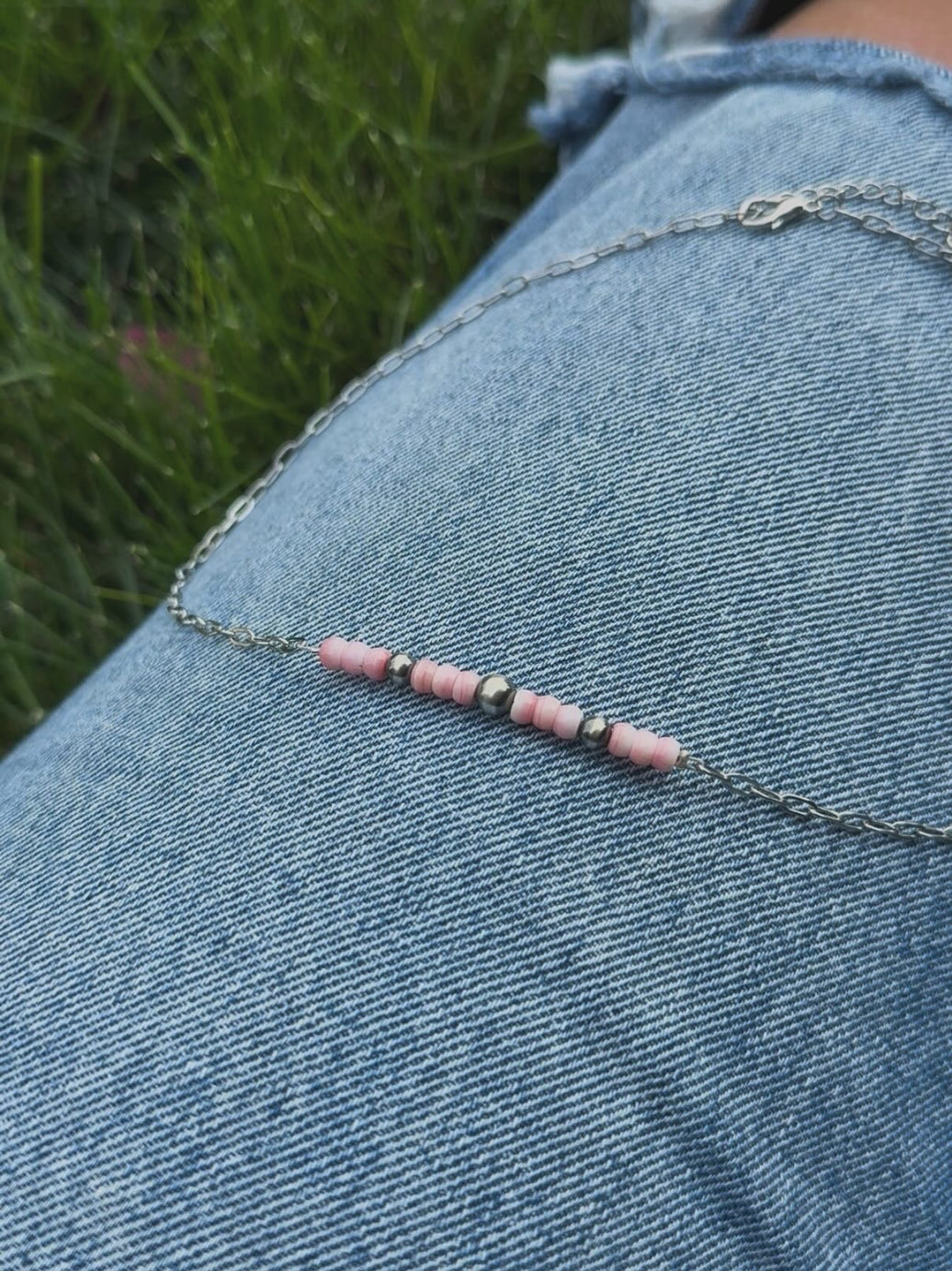 GENUINE PINK CONCH BAR NECKLACE