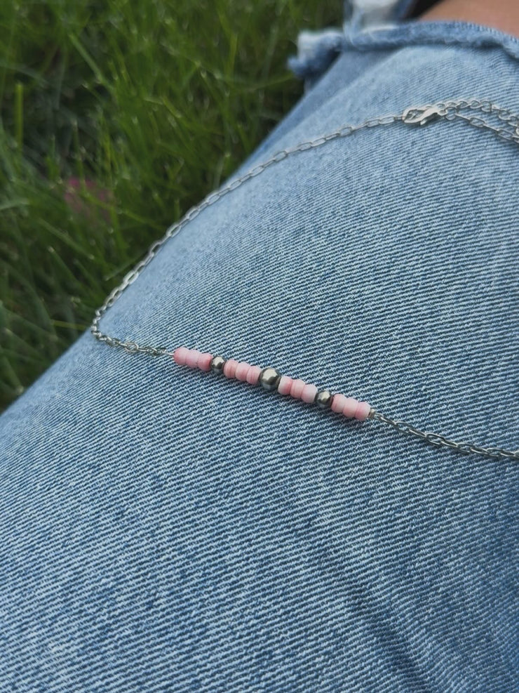 GENUINE PINK CONCH BAR NECKLACE