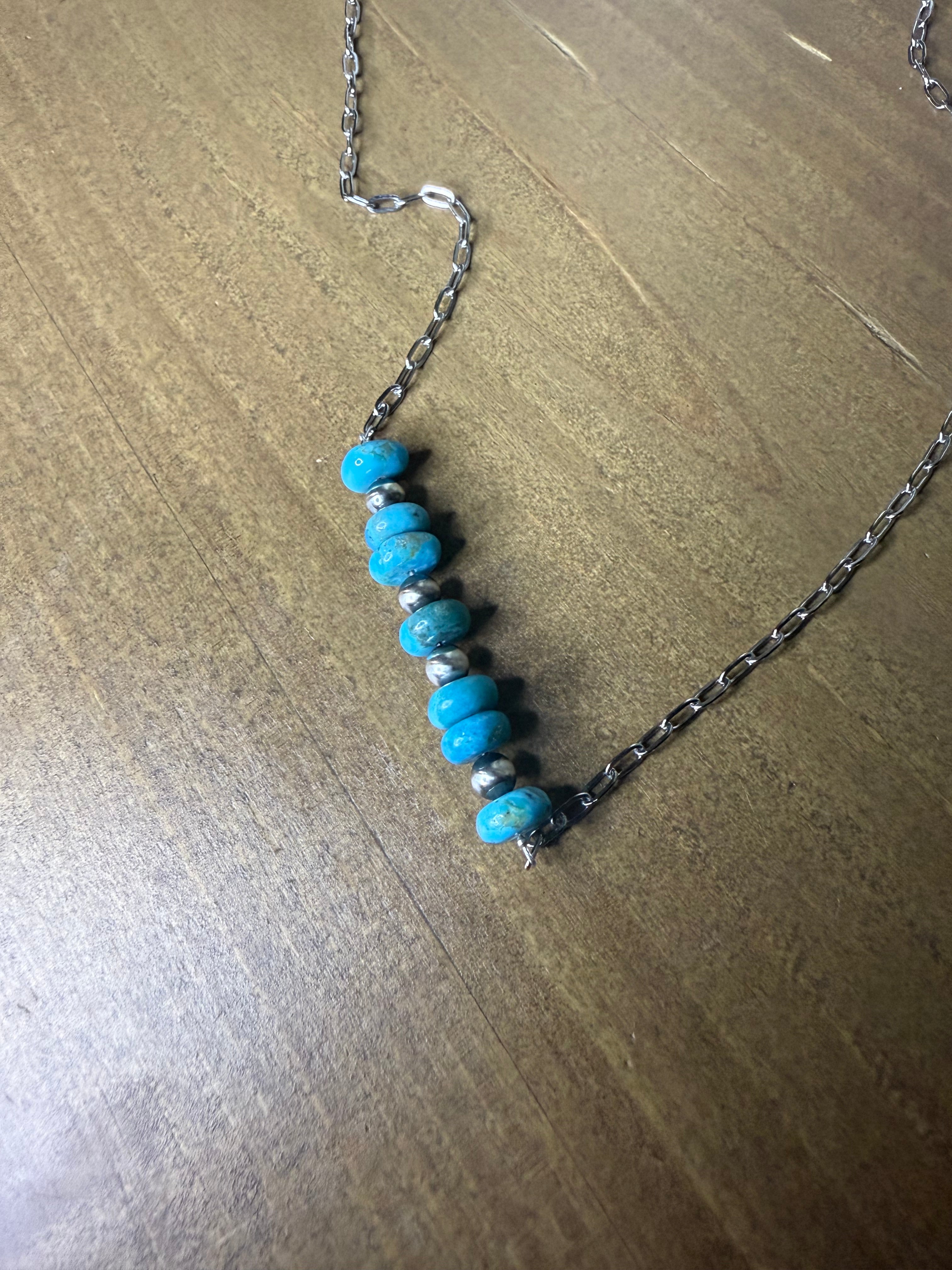 GENUINE TURQUOISE BAR NECKLACE