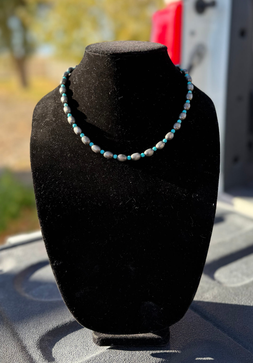 TURQUOISE+NAVAJO BEAD NECKLACE
